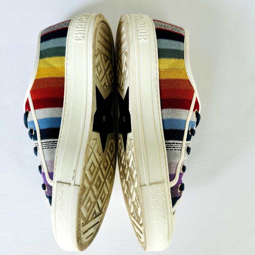 Christian Dior Canvas Rainbow Walk'N'Dior Low Top Sneakers 40 Multicolor Ladies - Picture 6 of 13